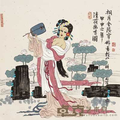 胡宁娜 甲申(2004年)作 清荷幽香图 镜心 65×65.5cm
